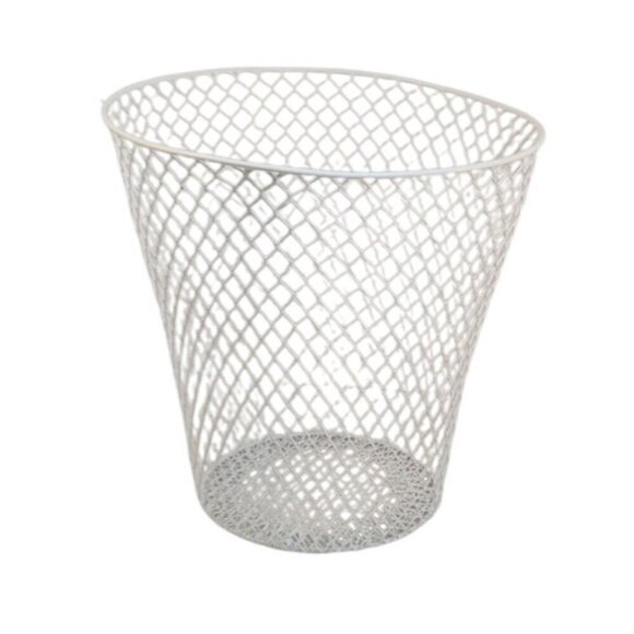 White Wire Mesh Basket 9x9 inch Garden Storage Plant Cover, Small Waste Basket - Picture 1 of 5